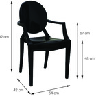 Cadeira Invisible Policarbonato Preta Com Braço