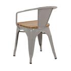 Cadeira Iron Tolix Com Apoio De Braços E Assento De Madeira R