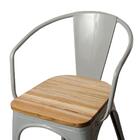 Cadeira Iron Tolix Com Apoio De Braços E Assento De Madeira R