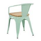 Cadeira Iron Tolix Com Apoio De Braços E Assento De Madeira R