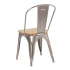 Cadeira Iron Tolix Com Assento De Madeira Clara - Alumínio -