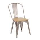 Cadeira Iron Tolix Com Assento De Madeira Clara - Alumínio -
