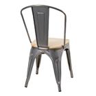 Cadeira Iron Tolix Com Assento De Madeira Clara - Metal Natur