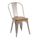 Cadeira Iron Tolix Com Assento De Madeira Rústica Clara - Alu