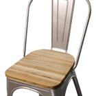 Cadeira Iron Tolix Com Assento De Madeira Rústica Clara - Alu