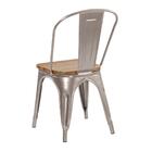Cadeira Iron Tolix Com Assento De Madeira Rústica Clara - Alu