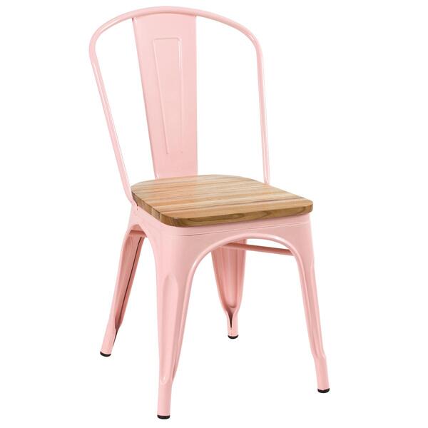 Cadeira Iron Tolix Com Assento De Madeira Rústica Clara - Vin
