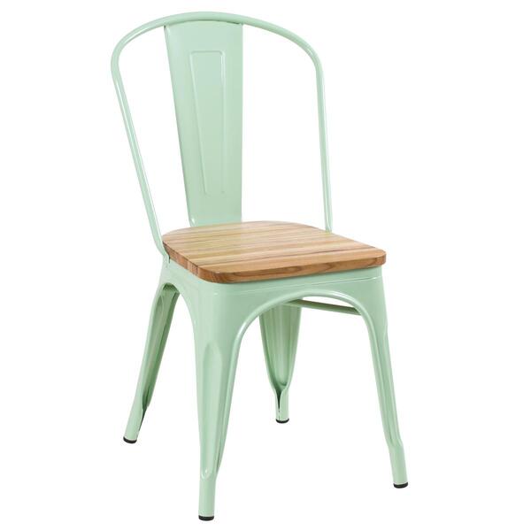 Cadeira Iron Tolix Com Assento De Madeira Rústica Clara - Vin