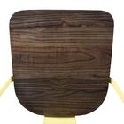 Cadeira Iron Tolix Com Assento De Madeira Rústica Escura - Am