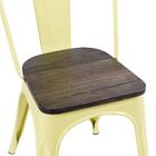 Cadeira Iron Tolix Com Assento De Madeira Rústica Escura - Am