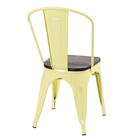 Cadeira Iron Tolix Com Assento De Madeira Rústica Escura - Am