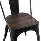 Cadeira Iron Tolix Com Assento De Madeira Rústica Escura - Pr