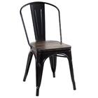 Cadeira Iron Tolix Com Assento De Madeira Rústica Escura - Pr