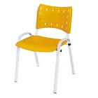 Cadeira Iso Base Branco Escola, Escritório Amarelo Kit 7 Un