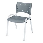 Cadeira Iso Base Branco Escola, Escritório Cinza Kit 10 Un