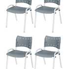 Cadeira Iso Base Branco Escola, Escritório Cinza - Kit 4 Un