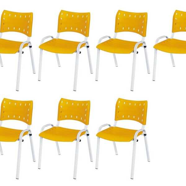 Cadeira Iso Base Branco Igreja, Escola, Escritório - Amarelo