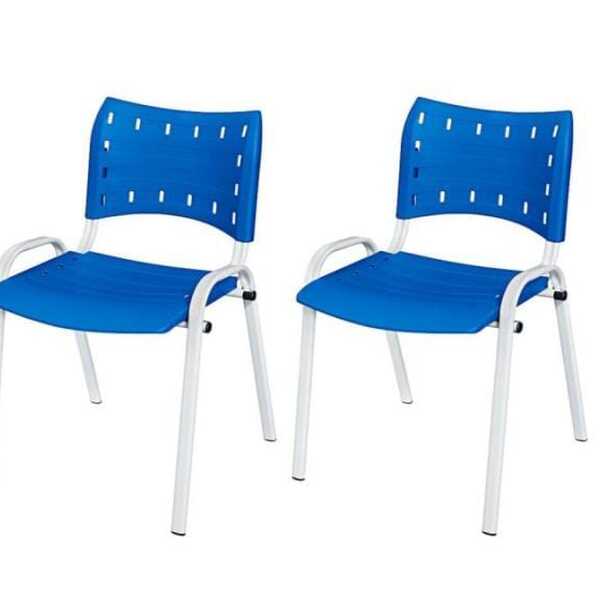 Cadeira Iso Base Branco Igreja, Escola, Escritório - Azul Kit