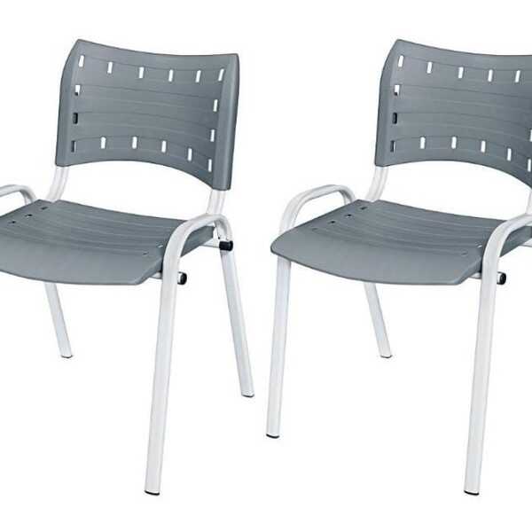 Cadeira Iso Base Branco Igreja, Escola, Escritório - Cinza Ki
