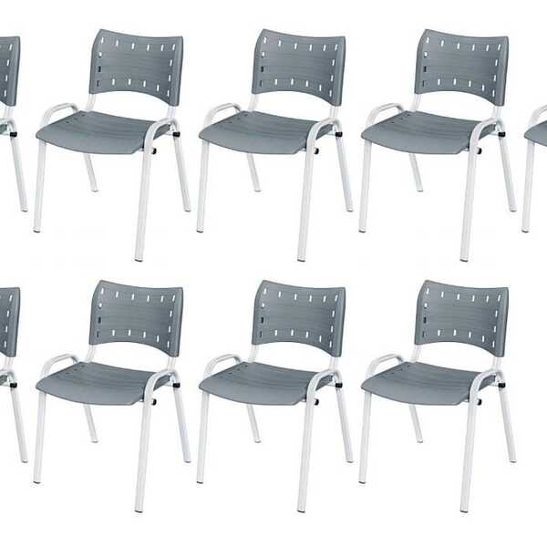 Cadeira Iso Base Branco Igreja, Escola, Escritório - Cinza Ki