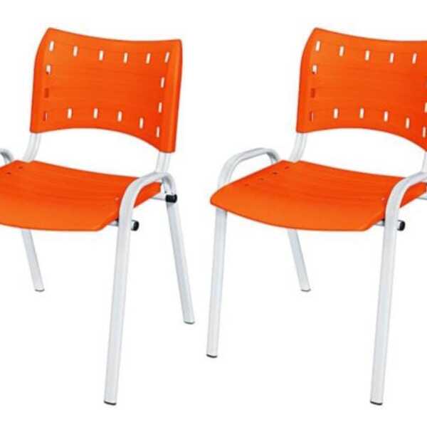 Cadeira Iso Base Branco Igreja, Escola, Escritório - Laranja