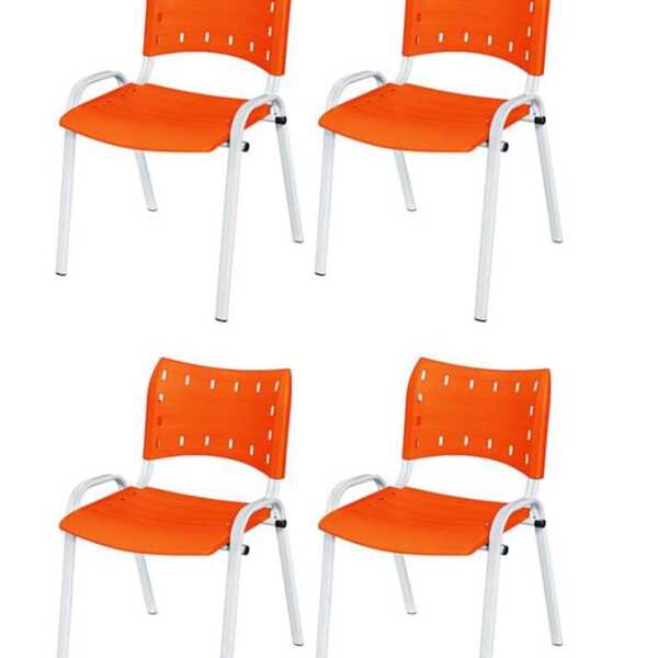 Cadeira Iso Base Branco Igreja, Escola, Escritório - Laranja
