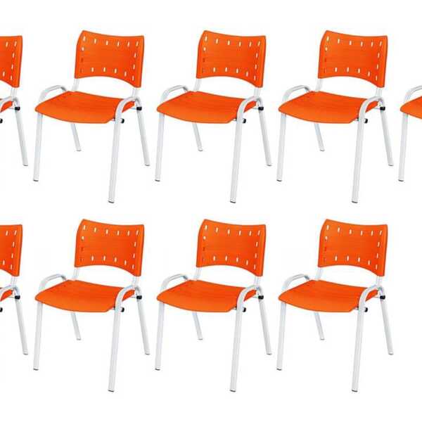 Cadeira Iso Base Branco Igreja, Escola, Escritório - Laranja