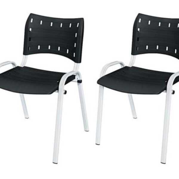 Cadeira Iso Base Branco Igreja, Escola, Escritório - Preto Ki