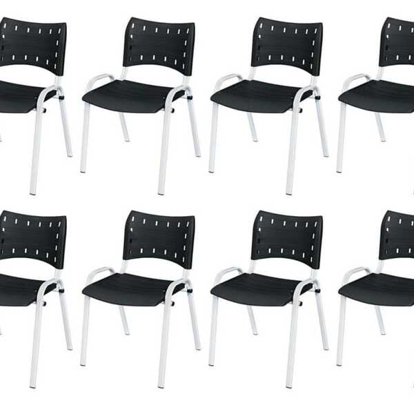 Cadeira Iso Base Branco Igreja, Escola, Escritório - Preto Ki
