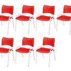 Cadeira Iso Base Branco Igreja, Escola, Escritório - Vermelho