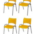 Cadeira Iso Base Cinza Escola, Escritório Amarelo - Kit 4 Un