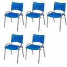 Cadeira Iso Base Cinza Escola, Escritório Azul Kit 5 Un