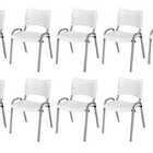 Cadeira Iso Base Cinza Escola, Escritório Branco Kit 9 Un
