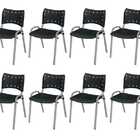 Cadeira Iso Base Cinza Escola, Escritório Preto Kit 12 Un