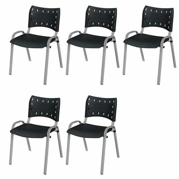 Cadeira Iso Base Cinza Escola, Escritório Preto Kit 5 Un