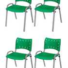 Cadeira Iso Base Cinza Escola, Escritório Verde - Kit 4 Un