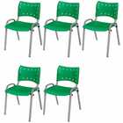 Cadeira Iso Base Cinza Escola, Escritório Verde Kit 5 Un