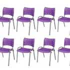 Cadeira Iso Base Cinza Escola, Escritório Violeta Kit 12 Un