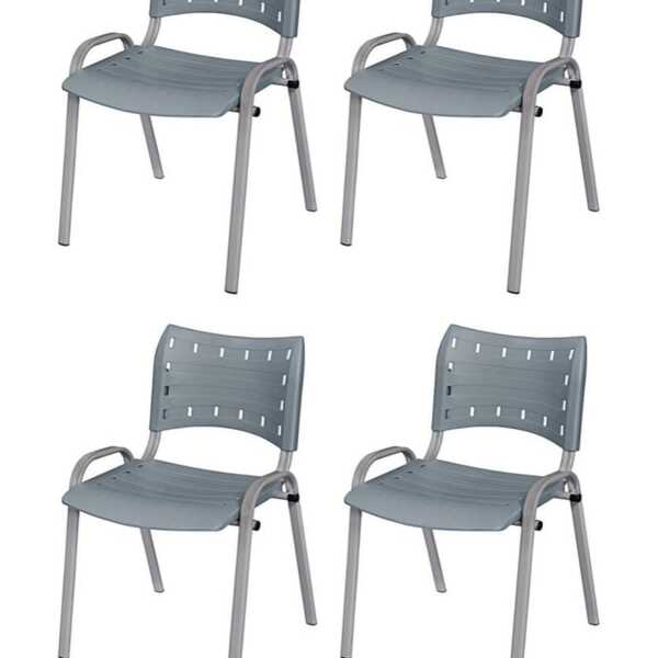 Cadeira Iso Base Cinza, Igreja, Escola, Escritório -cinza Kit