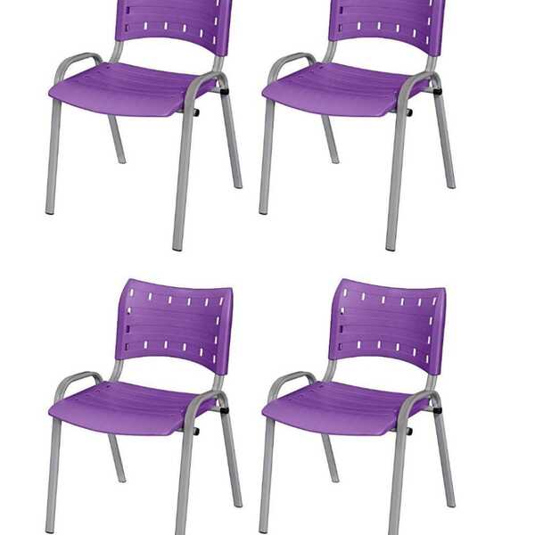 Cadeira Iso Base Cinza, Igreja, Escola, Escritório -violeta K
