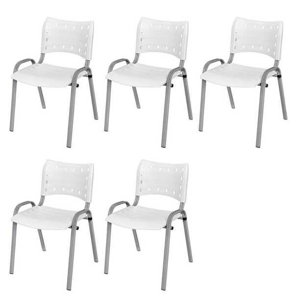 Cadeira Iso Base Cinza, Igreja, Escola, Escritório - Branco K