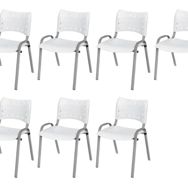 Cadeira Iso Base Cinza, Igreja, Escola, Escritório - Branco K