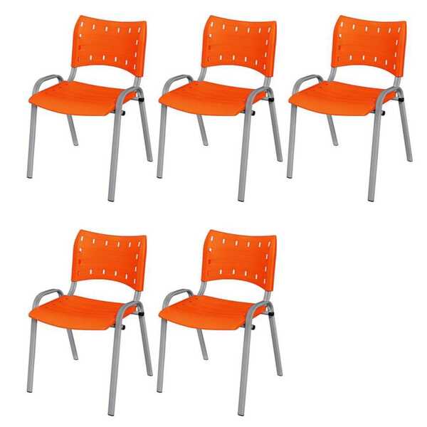 Cadeira Iso Base Cinza, Igreja, Escola, Escritório - Laranja