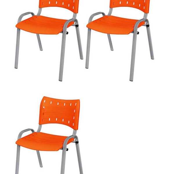 Cadeira Iso Base Cinza Igreja, Escola, Escritório - Laranja -