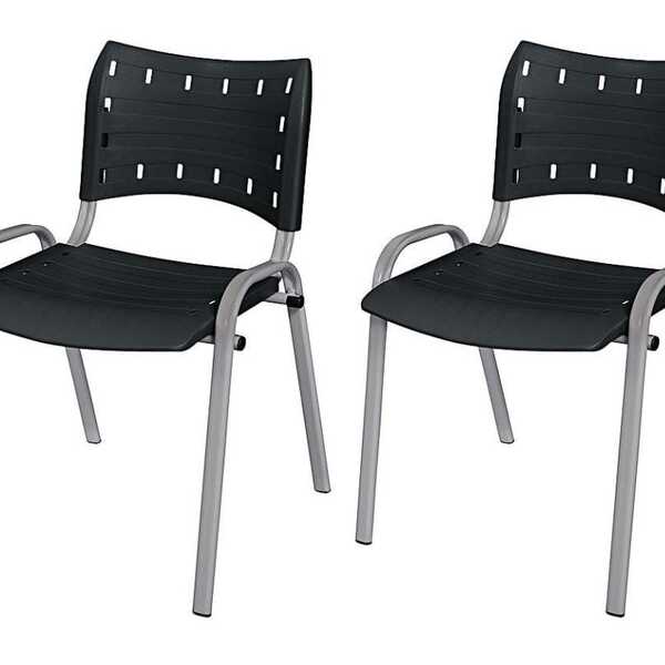 Cadeira Iso Base Cinza Igreja, Escola, Escritório - Preto - K