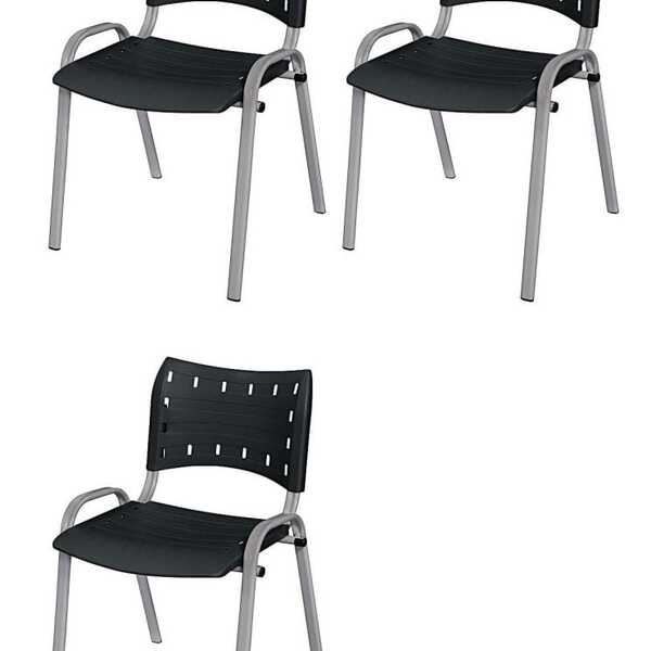 Cadeira Iso Base Cinza, Igreja, Escola, Escritório - Preto Ki