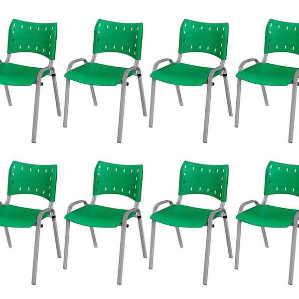 Cadeira Iso Base Cinza, Igreja, Escola, Escritório - Verde Ki