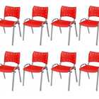 Cadeira Iso Base Cinza, Igreja, Escola, Escritório - Vermelho