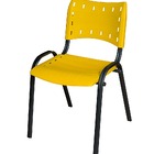 Cadeira Iso Base Preto Escola, Escritório Amarelo - Kit 4 Un