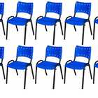 Cadeira Iso Base Preto Escola, Escritório Azul - Kit 10 Un